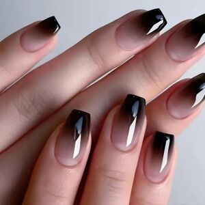 Black Ombre Nails Full Cover 24 Pcs